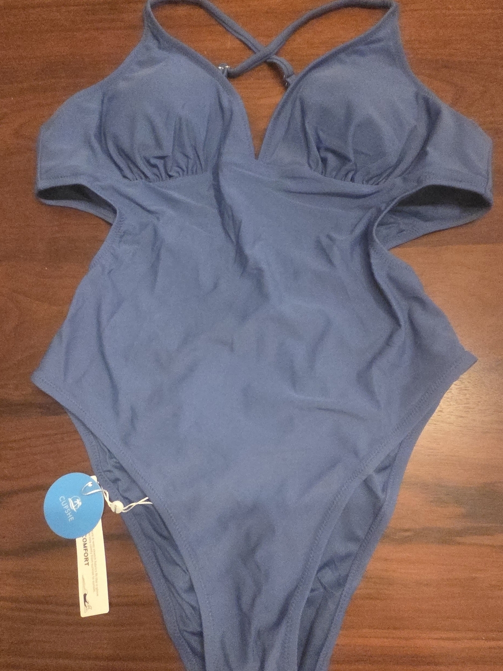Cupshe Blue One-Piece Swimsuit with Crisscross Back